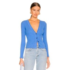 CITIZENS OF HUMANITY Freja V-Neck Ribbed Cardigan Women's Large Yacht Blue